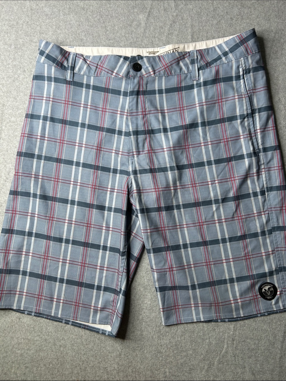 Vans Light Blue and‎ Red Plaid Vanphibian Swim Shorts